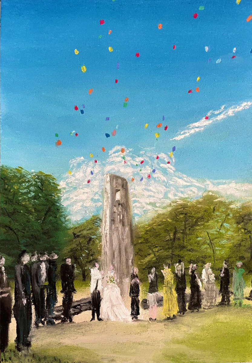 jkmdjwt's tweet photo. 友人の結婚式のワンシーンがエモかったので絵にしてプレゼントしました〜 https://t.co/qTVbY9j6p6