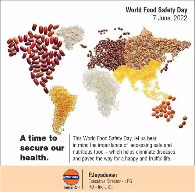 Let us bear in mind the importance of accessing safe and nutritious food- which helps eliminate diseases and paves the way for ahappy and fruitful life #WorldFoodSafetyDay