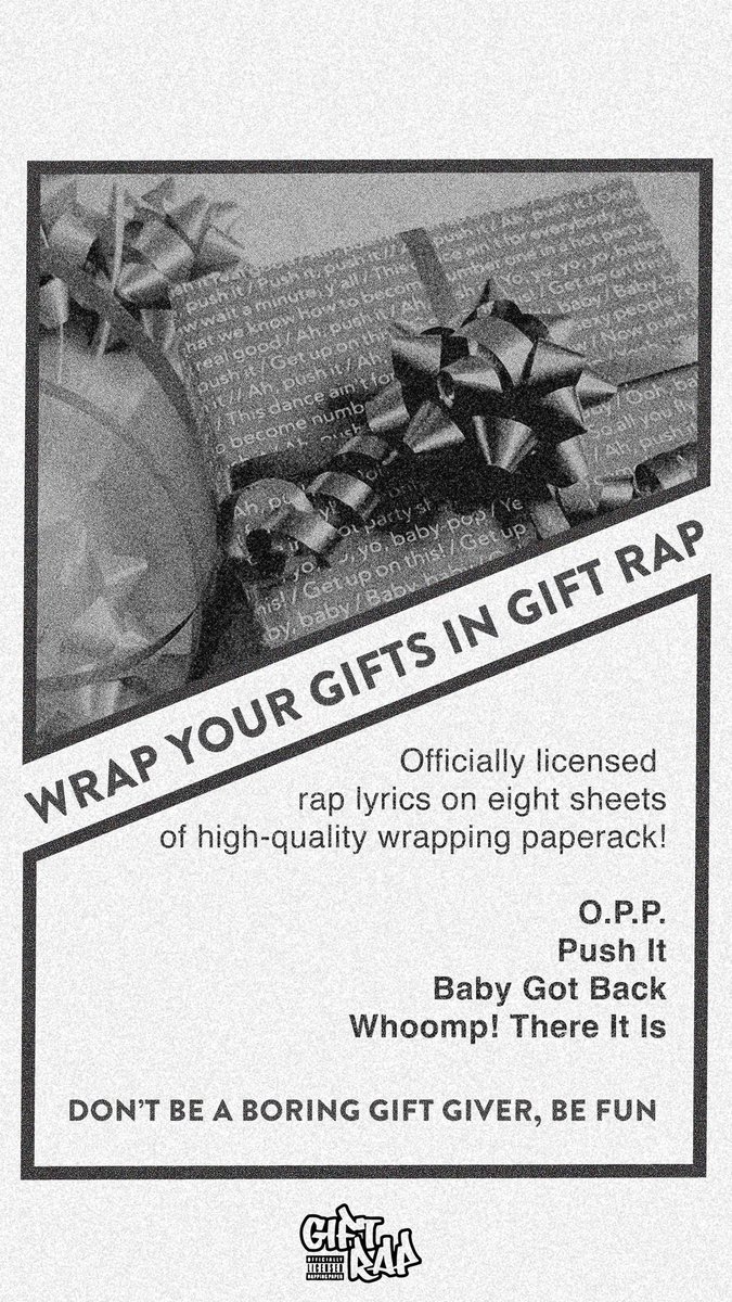 GetGiftRap's tweet photo. An old school ad for old school rap lyric wrapping paper! #oldschool #socool #whoompthereitis https://t.co/EJMIm6bF7N