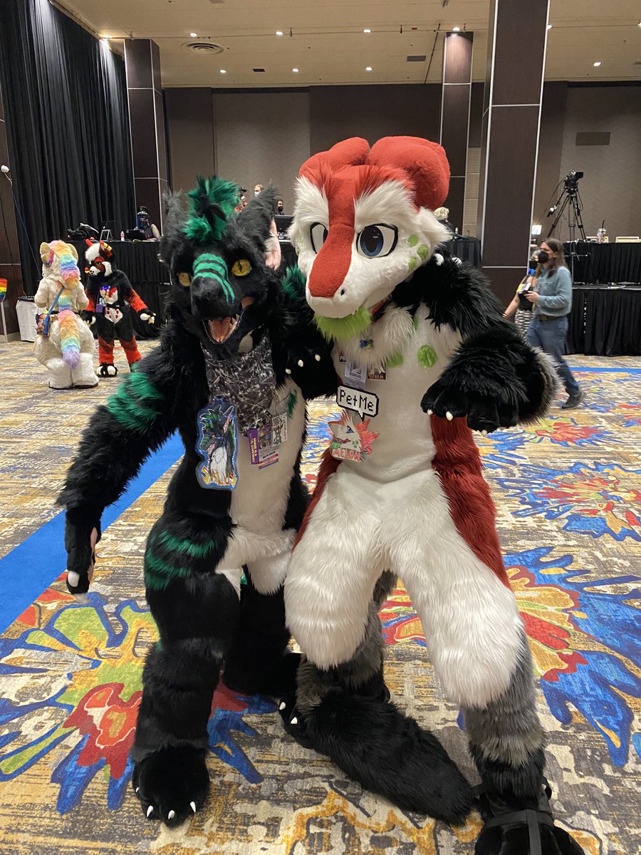 Merp! I’ve found some cheese wedges! <a href="/RaptorZeta/">Salus Dunvir</a> and @MelonZodiac 

#sergal #fursuit #BLFC #BLFC2022 #BLFC22