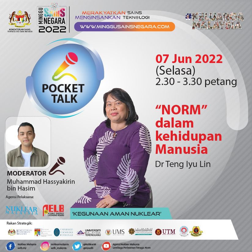 NuklearM's tweet image. 📌Apa tu NORM?   📌Apa kaitan NORM dengan kehidupan manusia?  📌Adakah NORM selamat?    Saksilah siaran ini pada 7 Jun 2022 )Selasa), jam 2.30 petang hingga 3.30 petang di laman minggusainsnegara.com. 
 #mosti 
#aelb_malaysia 
#nuklearmalaysia  
#pusatsainsnegara