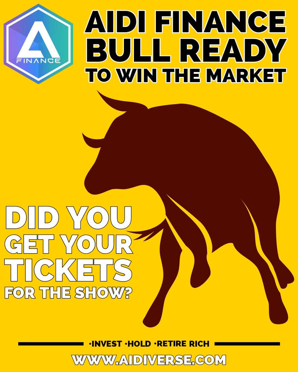 RealVerseToken's tweet image. #AidiFinance getting ready to take this bull run by the horns! Visit us at aidiverse.com to learn more about all the utilities we have in store for our holders!

 #crypto #cryptocurrency #NFT #NFTProject #aidiverse