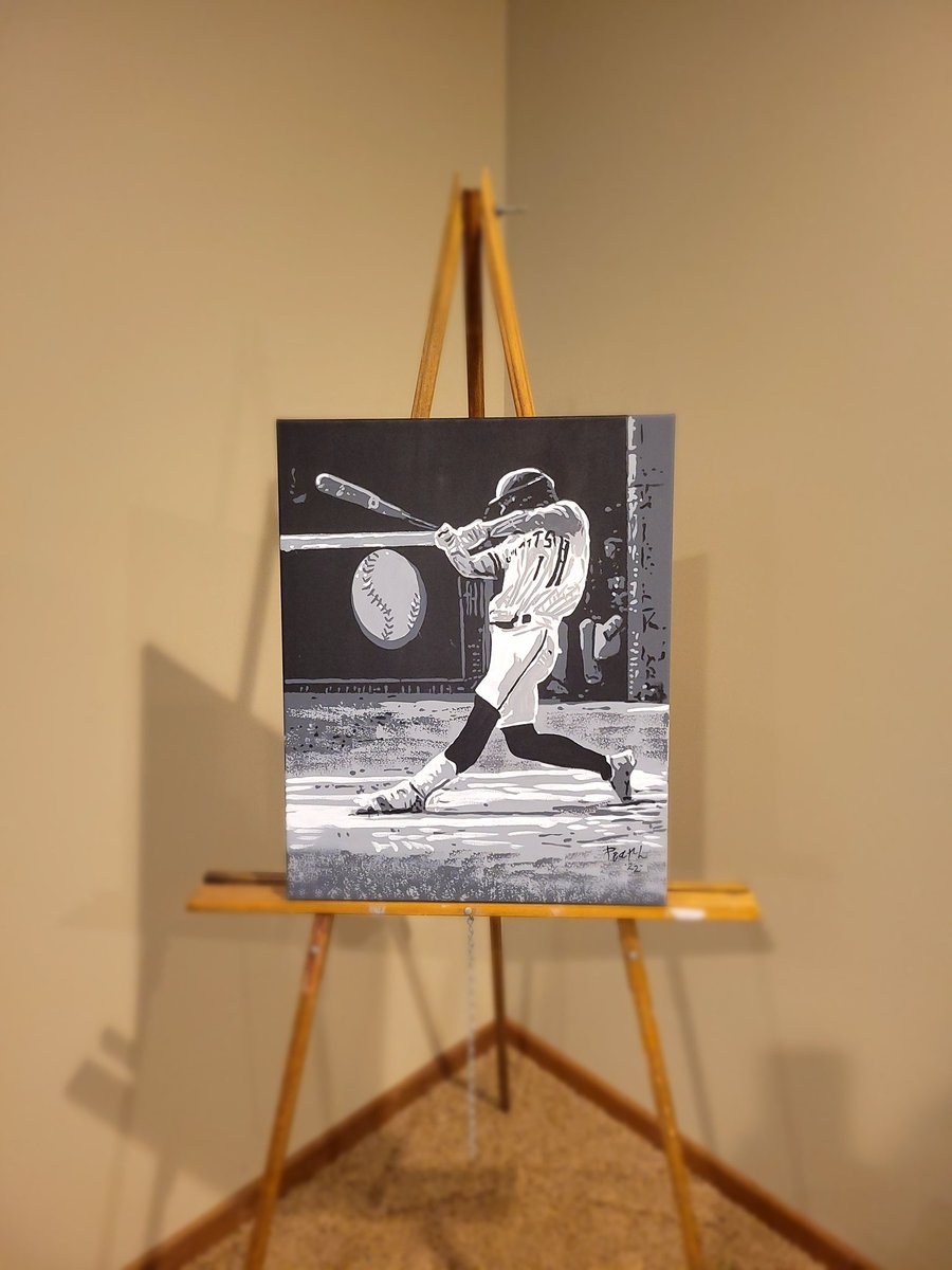 #gradPaint22 Will Barrett, talented multi-sport athlete out of LSE. 16x20 acrylic canvas #paintings #art Commissioned piece for a friend.