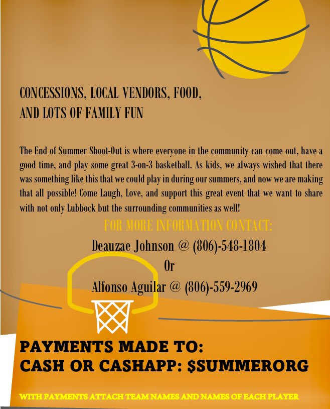 DeauzaeJ's tweet photo. HOOPERS COME OUT !!?????YOU GOT THREE THAT YOU THINK IS UNSTOPPABLE???? REGISTER IN THE END OF SUMMER 3on 3 TOURNAMENT! POSITIVE LOVE SUPPORT AND COMMUNITY FUN FOR THE END OF SUMMER ! SHARE SHARE SHARE!!!!! 🏀🏀 https://t.co/27s4olDkz8