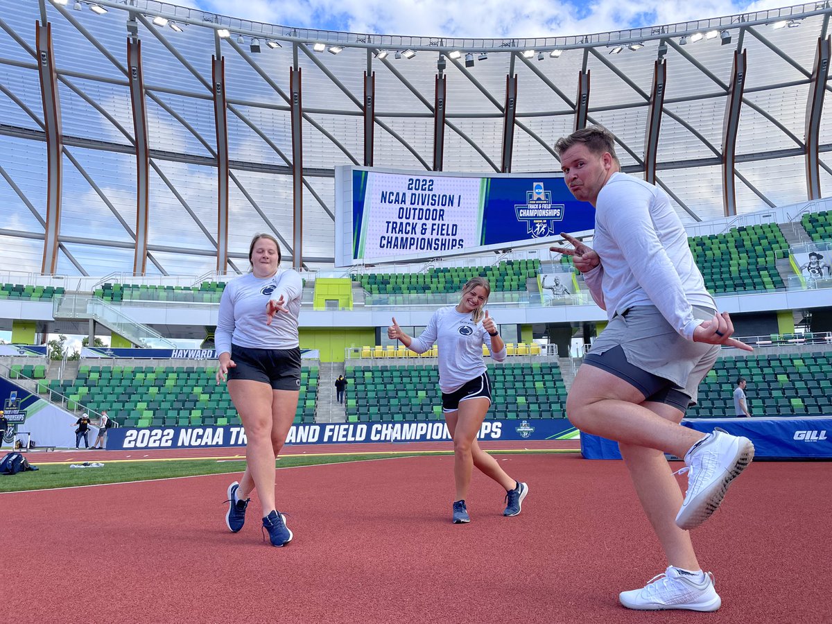PennStateTFXC's tweet photo. Our Throwers (and @CoachLucais) are ready! 💪😎 

Only 2️⃣ more days to go ⏰⏳

#WeAre #NCAATF https://t.co/LFXViJ9yDx