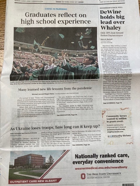 Wonderful story on the front page of Sunday's <a href="/DispatchAlerts/">Columbus Dispatch</a> featuring profiles of graduating seniors sharing what navigating the second half of high school was like during a pandemic. Proud to work with <a href="/marburnacademy/">Marburn Academy</a> &amp; <a href="/CISofOhio/">Communities In Schools of Ohio</a>- both are mentioned! dispatch.com/story/news/edu…