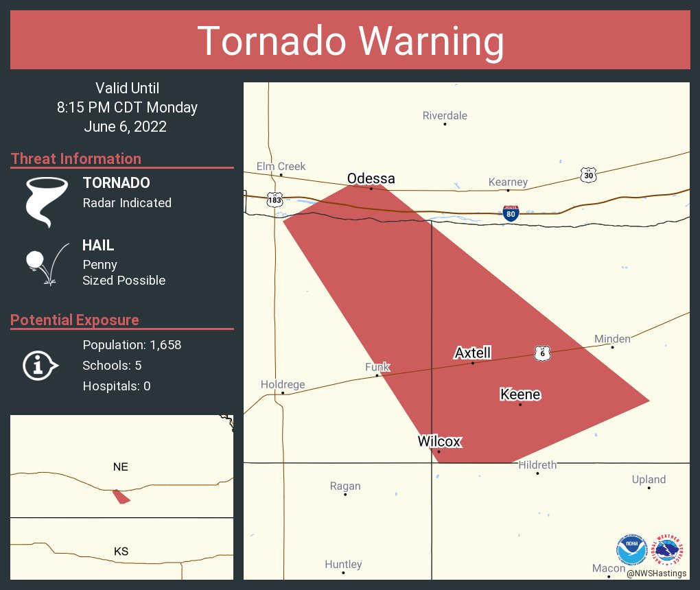 NWS Tornado on Twitter "Tornado Warning including Axtell NE, Wilcox NE