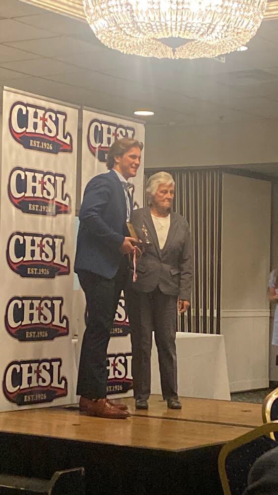 ShrineSports's tweet photo. Congratulations to Conor Benson on receiving the John Shada Football 🏈 Scholar Athlete Award from the @CHSL1926. We are so proud of you. @Shrine_Schools @ShrineFootball1 @ConorBenson5 #ChampionshipCulture #ShrinePride https://t.co/YGep0OVEXl