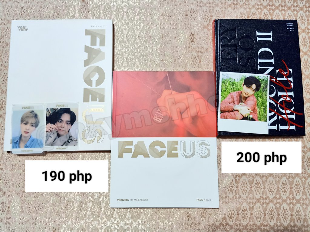 jnkymshhcart's tweet photo. wts lfb ph

Verivery unsealed albums
•Face Us - ob, pb, cd, 2 pcs
•Round II Hole - pb, cd, pola

— onhand
— prio payo/5 days reservation
— reply/dm to claim
— mop: gcash/ mod: direct ggx or jnt

wts lfb verivery hoyoung dongheon kangmin gyeheon minchan yongseung unsealed album https://t.co/k8VJZrUchI