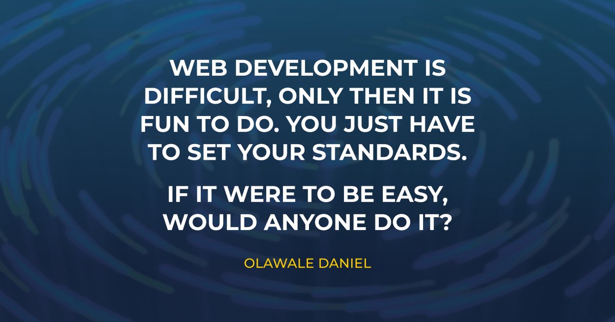 CoderAcademy_au's tweet image. “Web development is difficult, only then it is fun to do. You just have to set your standards. If it were to be easy, would anyone do it?” ― Olawale Daniel
#WebDeveloper #WebDevelopers #WebDevelopersJobs #CodingBootcamp #CoderAcademy