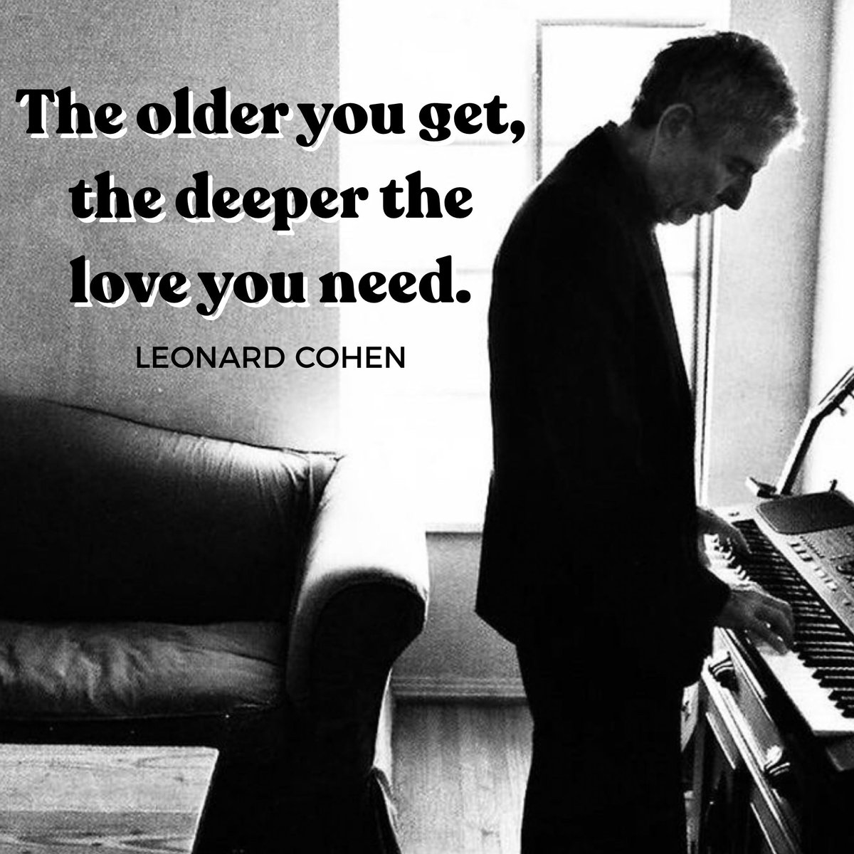 mariashriver's tweet photo. My daughter, @CSchwarzenegger sent me this quote from the great #LeonardCohen. It stopped me cold —  the older you get, the deeper the love you need. Wow. It’s so true. https://t.co/xMitXenQBp