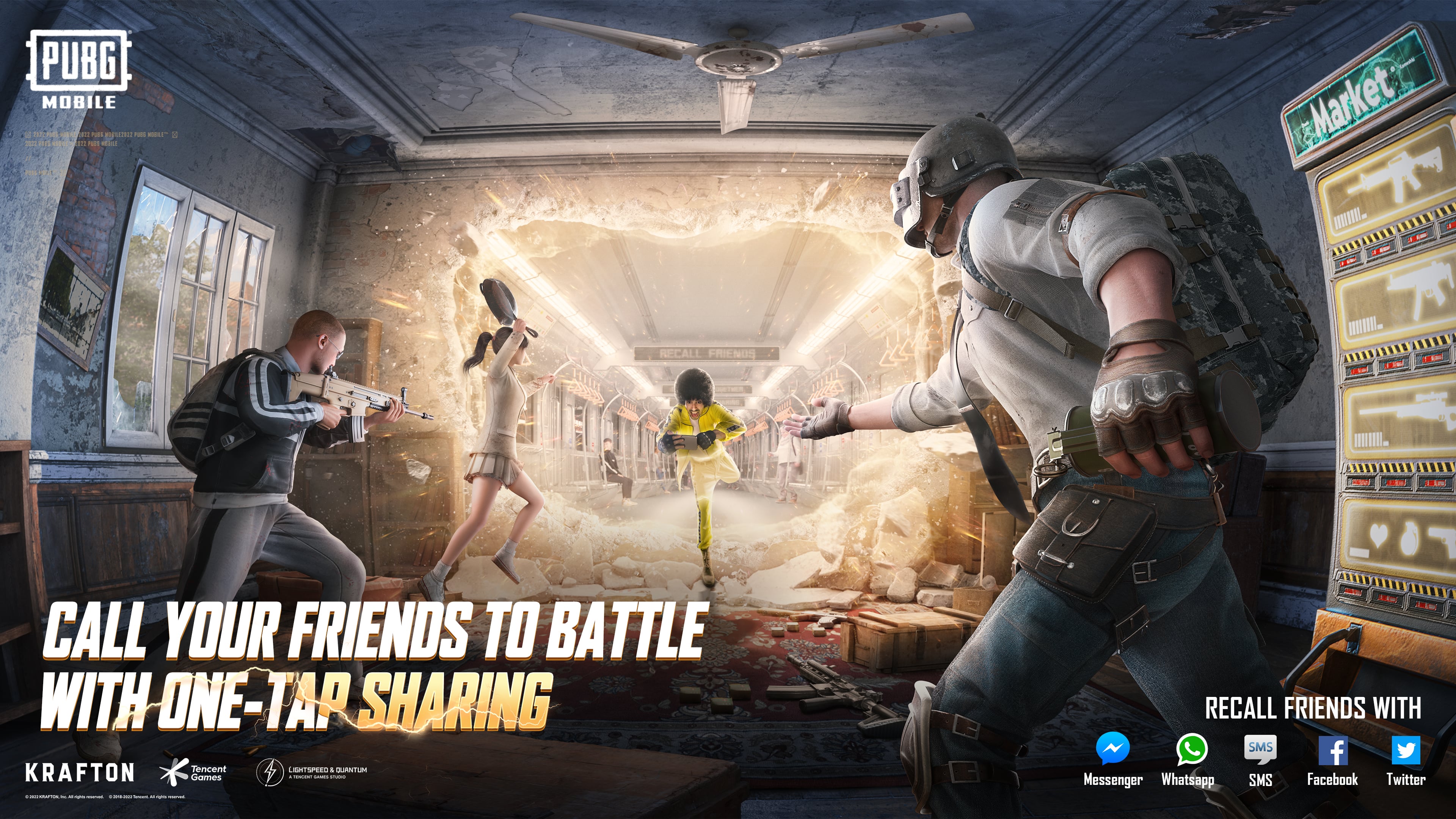 PUBG MOBILE on X: "Bring the squad together with a single tap One-tap sharing for Messenger, Whatsapp, SMS, Facebook, and Twitter is here! https://t.co/HmErEUwLFJ #OFFICIALLIVIK #PUBGMC2S6 #PUBGMOBILE https://t.co/mNbuiFsTGn" / X