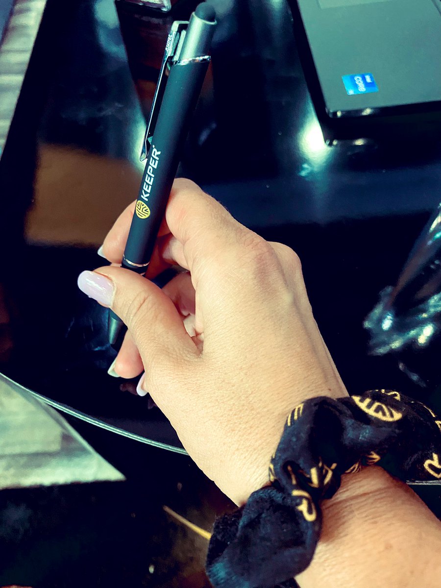 Awesome day one &amp; now enjoying the #RSAC2022 expo early opening - and huge props to <a href="/keepersecurity/">Keeper Security</a> for the 1st scrunchie swag I’ve ever received #girlsintech 💕 🔐