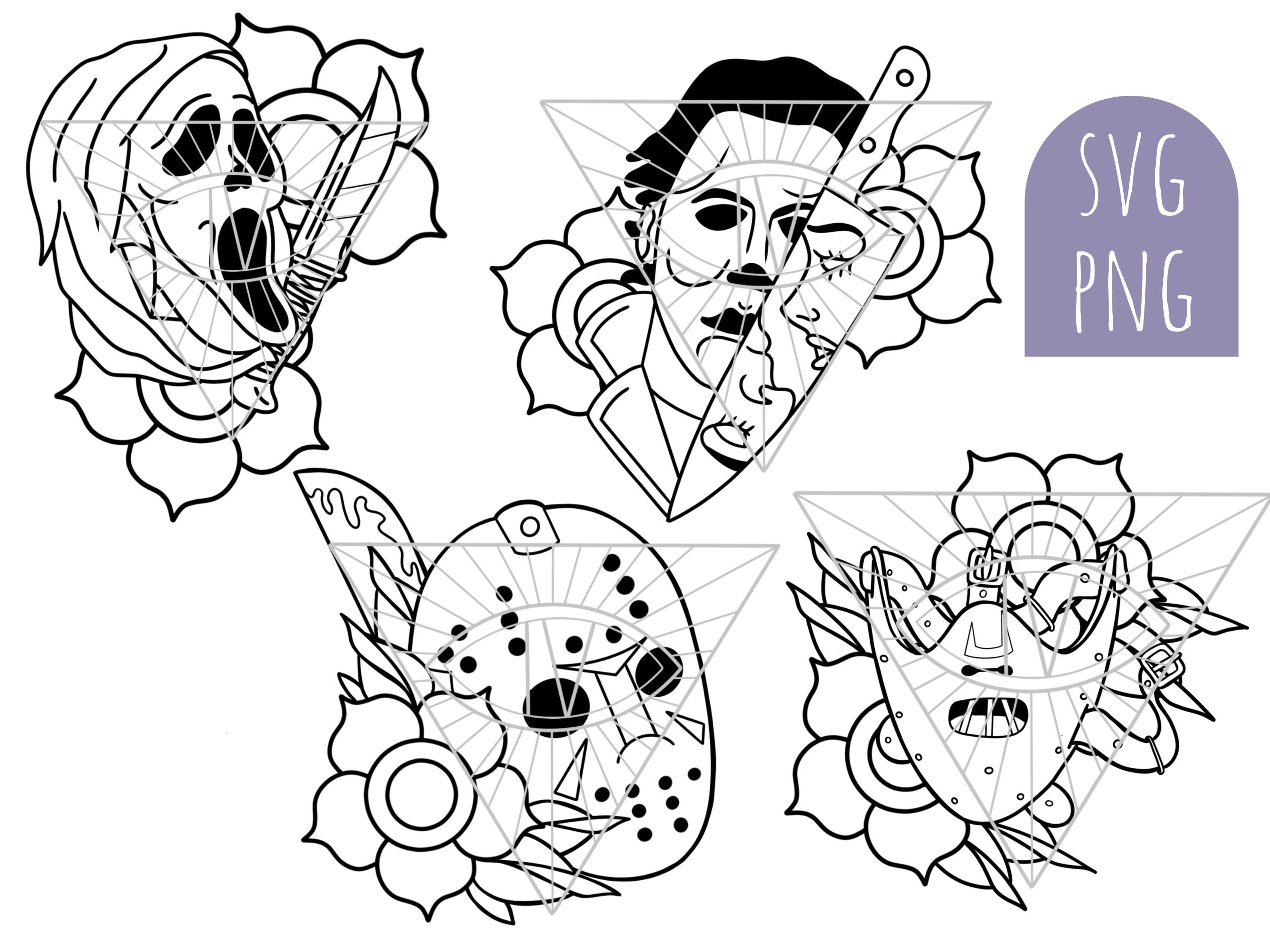 Classic Horror Traditional Tattoo Praying Hands SVG/PNG Cricut Design Halloween Laser Cut Files