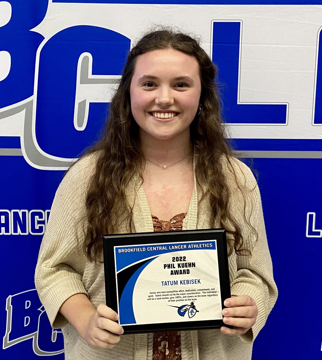 BCLancers (@bchsaad) on Twitter photo Congrats to Tatum Kebisek on being selected by the BC varsity coaching staff for the Phil Kuehn Award at the <a href="/BC_Blue_Crew/">Brookfield Central Blue Crew</a> Best of the Blue Athletic Awards! Congrats to Tatum Kebisek on being selected by the BC varsity coaching staff for the Phil Kuehn Award at the <a href="/BC_Blue_Crew/">Brookfield Central Blue Crew</a> Best of the Blue Athletic Awards!