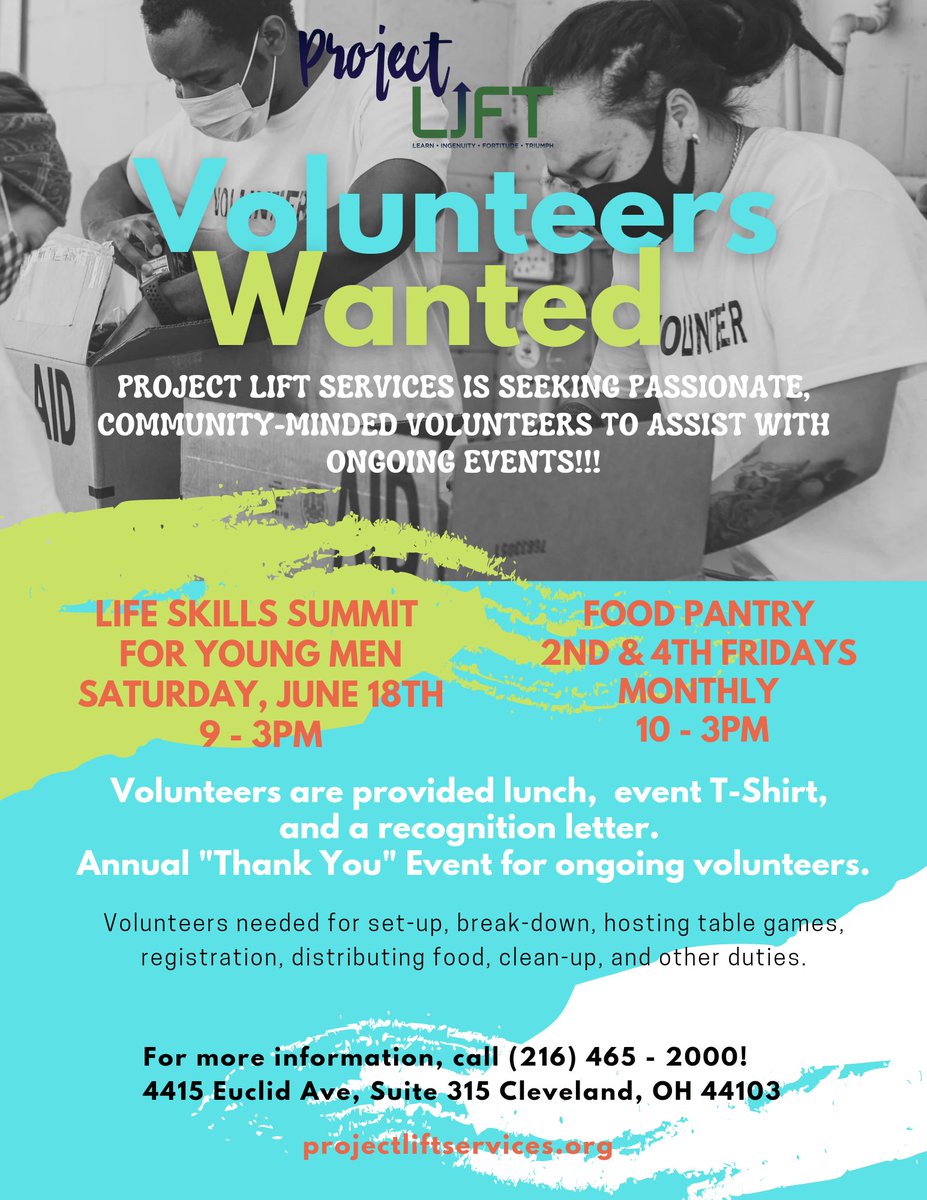 Seeking a few good EVERYONE!

If you care about your community, feel the need to be a part of solutions &amp; find joy in helping others...this is a perfect opportunity! 

Volunteer opportunities range from one-time events 2 ongoing service! 

#projectLIFT 🗣 #inspiringaspirations 💚