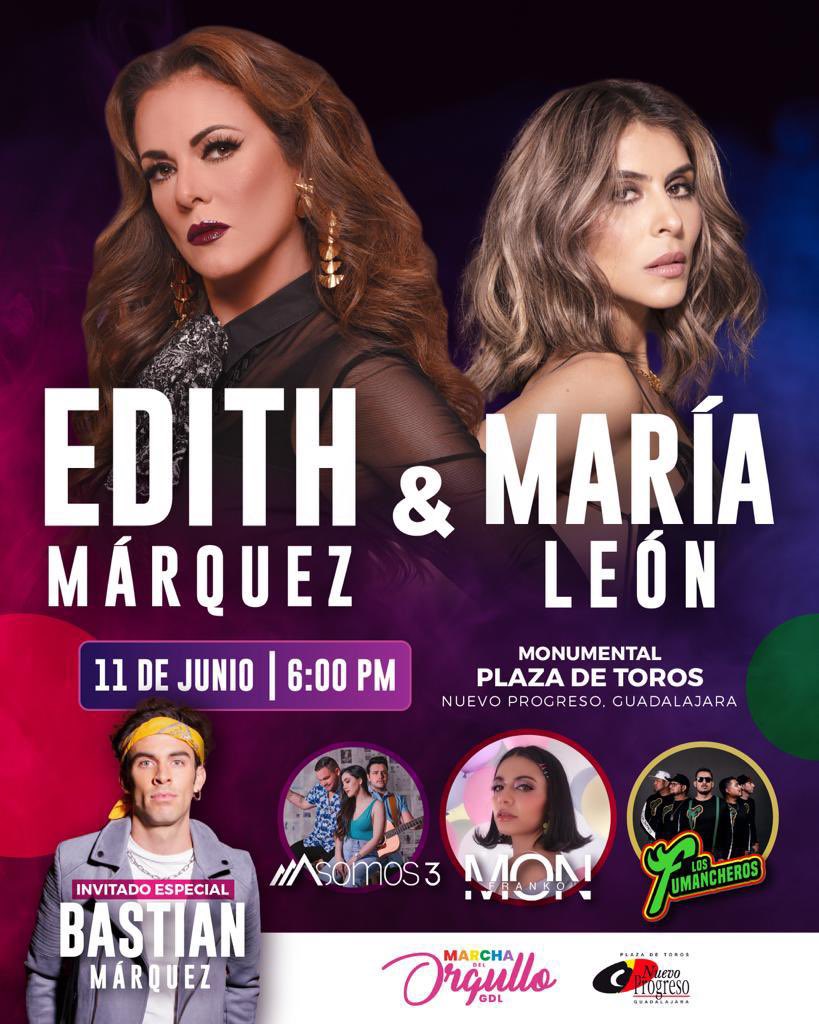 ¡¡¡El próximo 11 de Junio los espero en Guadalajara!!! Estaré cantando para ustedes en la Monumental Plaza de Toros 🥰 Junto a <a href="/Sargentoleon/">María León</a> y mi <a href="/capitanbastian/">BASTIAN</a> como invitado especial. ¡No se lo pierdan!