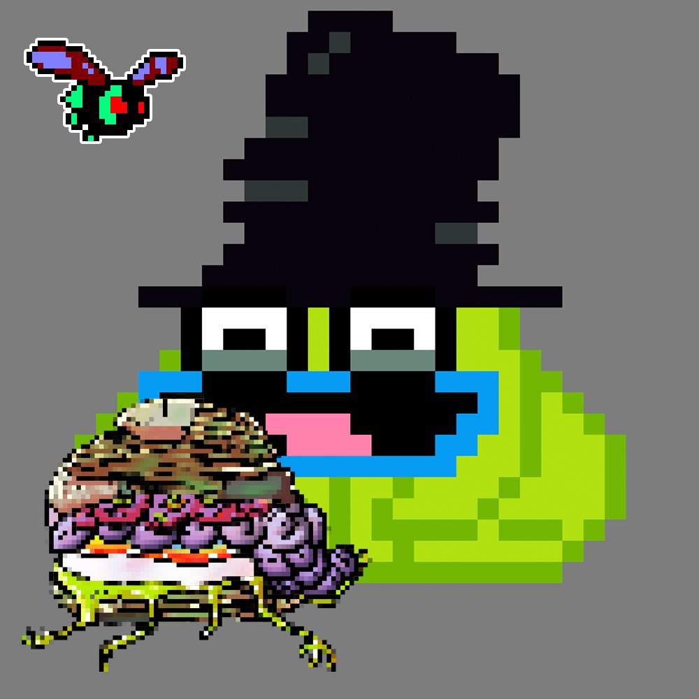 pixulburgurs's tweet photo. @Arinabbart You has dinner but what about froggo's dinner? Maybe he'd like a pixul burgur it nasty froggo dish. Can has for free right now - https://t.co/giqNVVSvfl @cryptoadzNFT hehe https://t.co/OqS60dsc2H