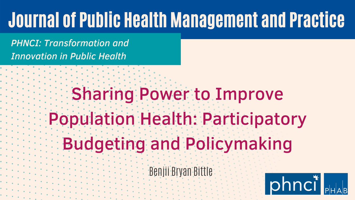 Looking for an innovative way to share power within your community? Benji Bittle from <a href="/TPCHD/">Tacoma-Pierce County Health Department</a> wrote about what his community is doing in a new @JPHMPDirect supplement: bit.ly/38V1pFH