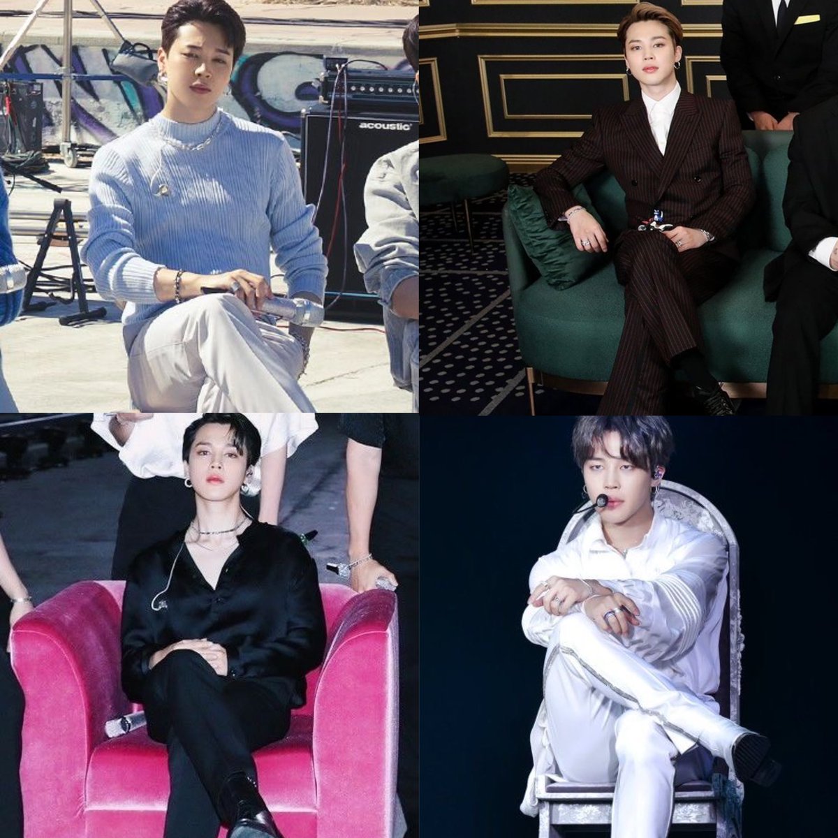 chrriesjimin's tweet photo. the way jimin sits when he knows he looks so good https://t.co/OjIIgFA7iW