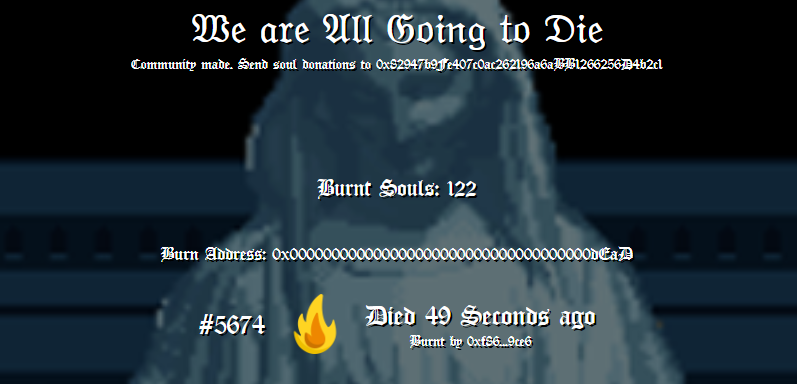 Mother Agorra. I sacrifice myself unto you.

#WeAreAllGoingtoDie <a href="/wagdie_eth/">𝔚𝔢 𝔞𝔯𝔢 𝔄𝔩𝔩 𝔊𝔬𝔦𝔫𝔤 𝔱𝔬 𝔇𝔦𝔢</a> #WAGDIE #wagdie_eth