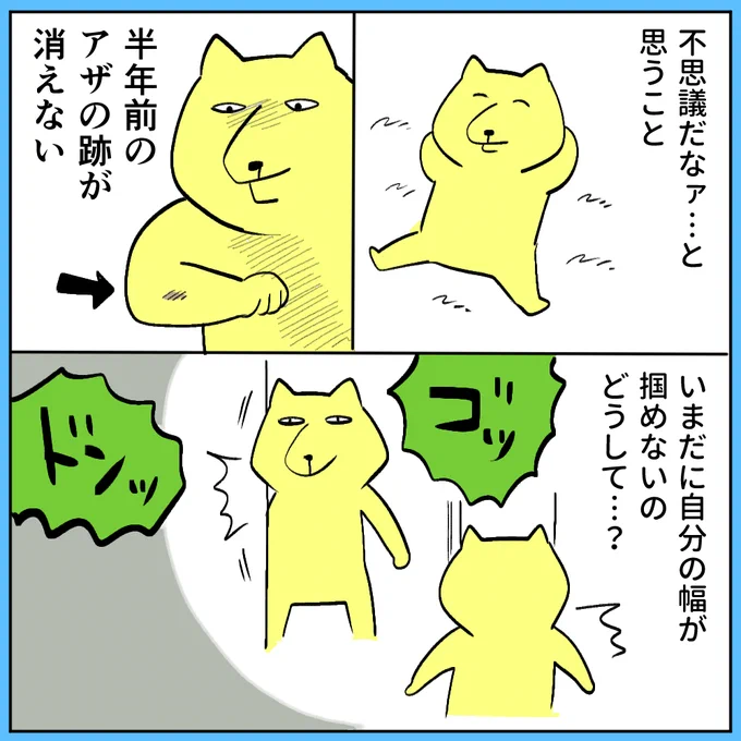 アザや吹き出物の跡が消えないしいまだに自分の幅の見積もり間違えてしまう、なぜ 