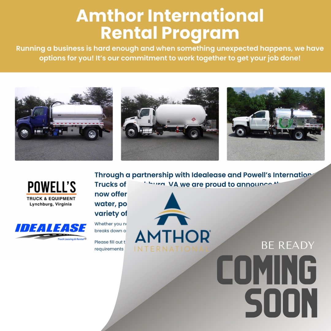 Our rental division is almost ready for business.  By early to mid summer you will be able to have short and long term rentals on refined fuel, portable restroom and vacuum trucks.  

#AmthorRentsTankTrucks #AmthorInternational #TankTruckRentals #RefinedFuelTrucks #VacuumTrucks