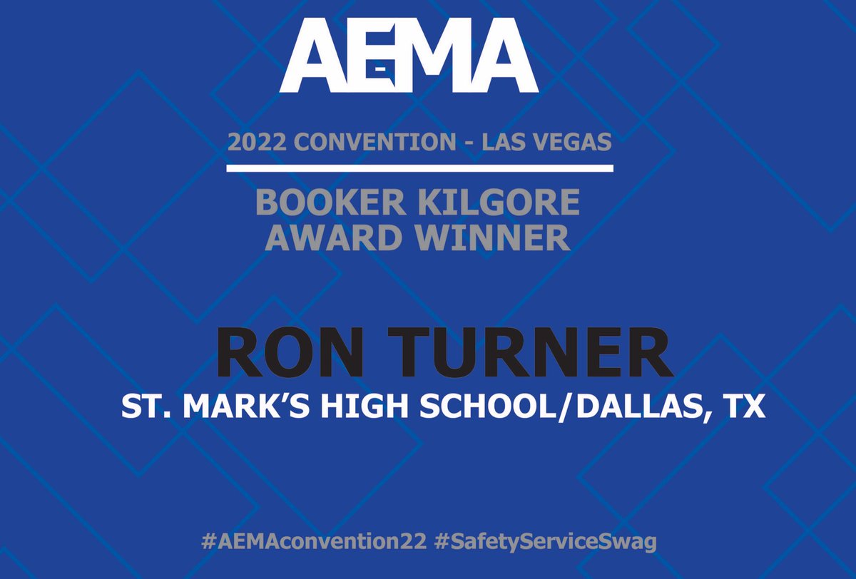 AEMA_74's tweet photo. Proud to recognize Ron Turner with the Booker Kilgore Award, which is awarded for excellence at the high school equipment level! #SafetyServiceSwag #AEMAconvention22 https://t.co/4m0ubguG0p