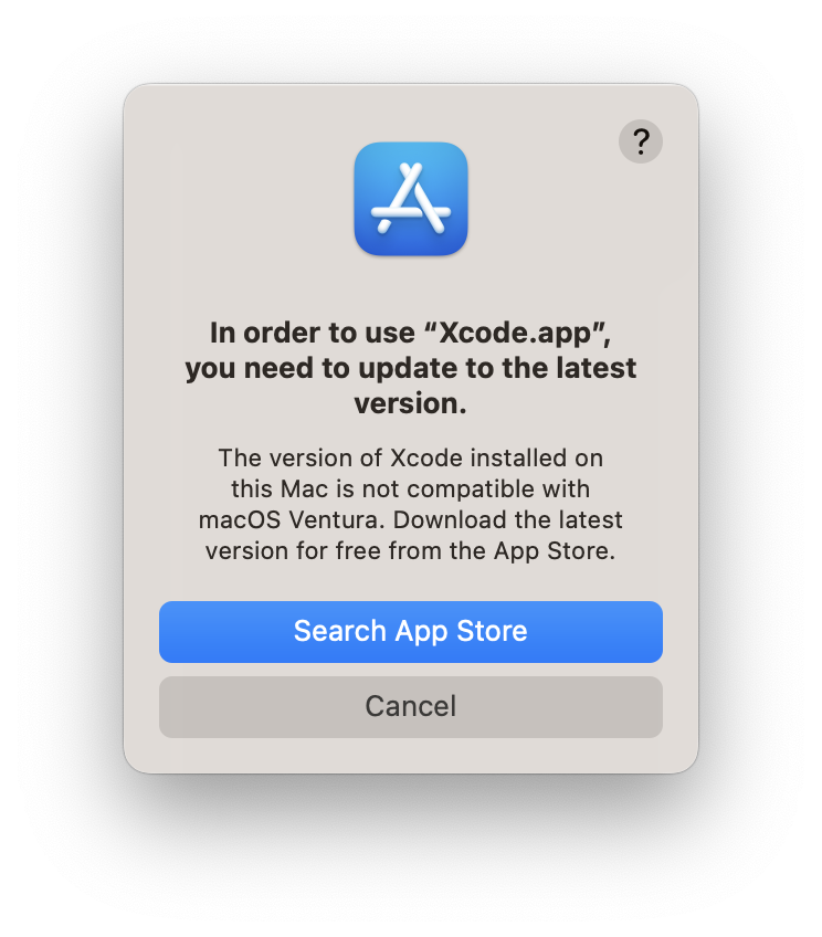 yanyin1986's tweet image. Xcode13.4.1 和 macOS Ventura 不兼容 😇😇 
#xcode13 #Ventura #MacOS13