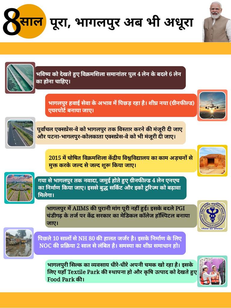 ShaileshJha07's tweet photo. पूरे देश के साथ कदम से कदम मिला कर चलने के लिए भागलपुर में ये सब परियोजना क्रियान्वित होना आवश्यक है।  #BhagalpurNewAirport
#VikramshilaCentralUniversity
#BhagalpurExpressway
#NH80 @nitin_gadkari @NitishKumar @NitinNabin @ShahnawazBJP  @JM_Scindia @AshwiniVaishnaw @PMOIndia https://t.co/9IsIem8t7J