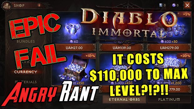 AngryJoeShow's tweet photo. IT COSTS $110,000 TO MAX LEVEL in DIABLO IMMORTAL?! Don't play this SICK FILTH! WHAT, DO YOU GUYS NOT HAVE $110,000 DOLLARS?! MY ANGRY RANT! https://t.co/Evlgw6KO6R RT &amp; Share Plz! https://t.co/aRZgljrDCD