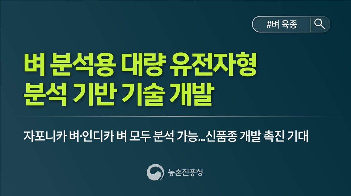 love_rda's tweet image. 신속한 벼 육종을 위해 자포니카 벼와 인디카 벼 모두에서 활용할 수 있는 벼 대량 유전자형 분석 기반 기술이 개발됐습니다. 이 기반 기술을 통해 국내 벼의 우수 유전자 발굴은 물론, 다양한 우수 벼 신품종 개발을 촉진할 수 있을 것으로 기대됩니다. bit.ly/3xnJdxE #벼 #육종 #신품종