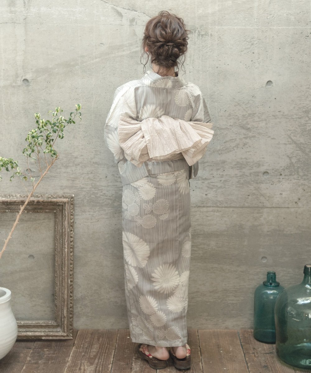 Dita 浴衣　【万寿菊の咲きちらし】 2025 浴衣5点セット(ゆかた・帯・下駄・着付けマニュアル