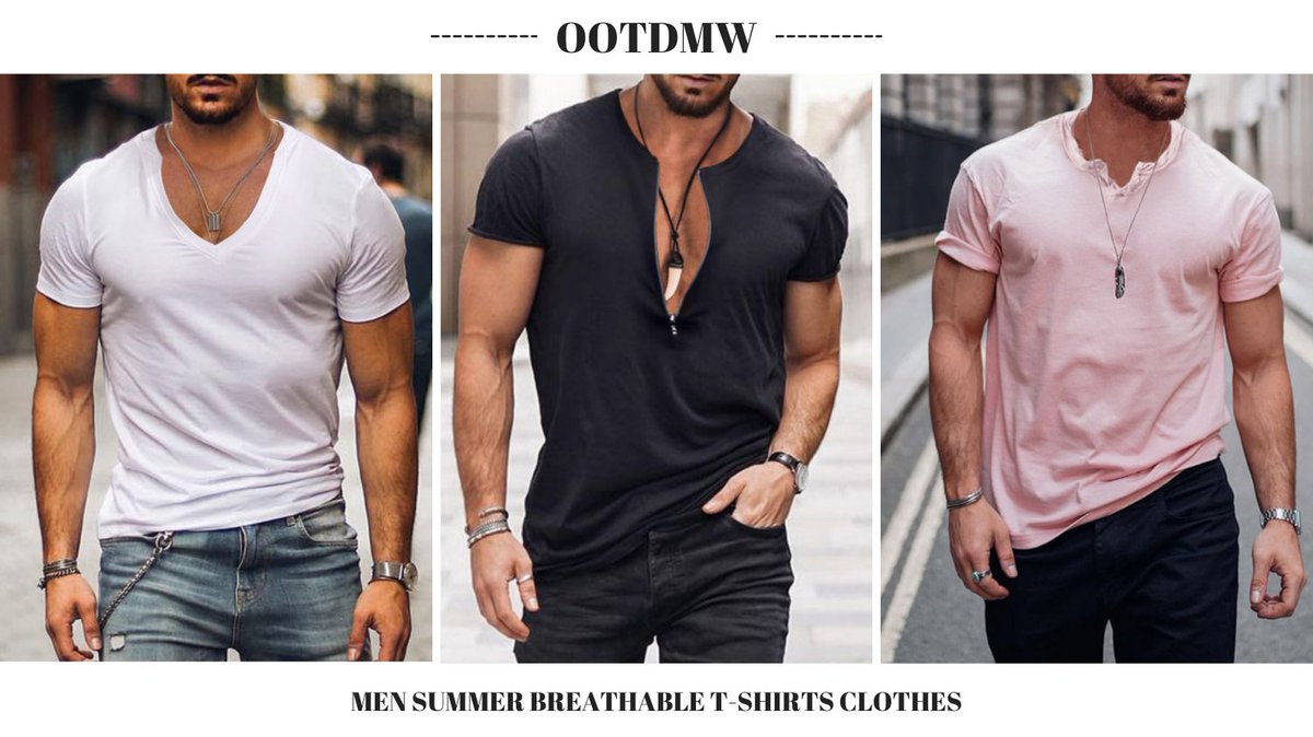 ootdmw's tweet photo. Men's Solid Color V-neck Casual Breathable T-Shirt #ootdmw #ootd #ootdfashion #men #menstyle #menfashion #mentshirt #tee #tshirt #blackandwhite #fashion #summer #clothes #clothesforsale #shopping #review https://t.co/DBzFarCdGu