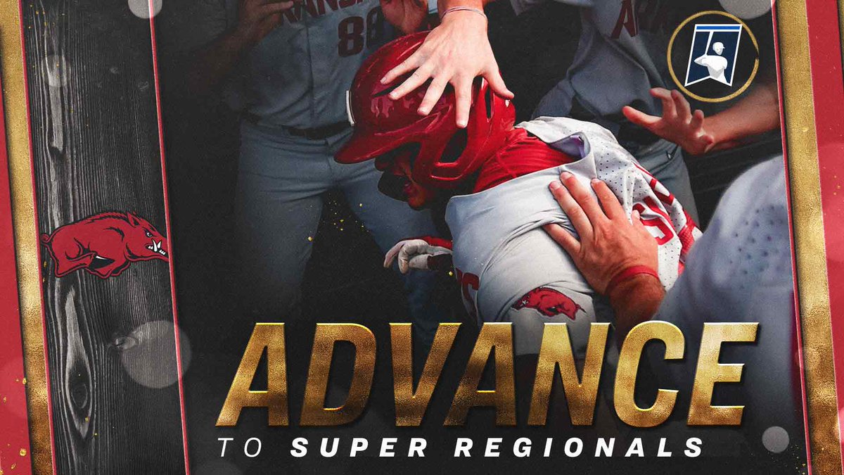 𝘞𝘖𝘖 𝘗𝘐𝘎 🐽

<a href="/RazorbackBSB/">Arkansas Baseball</a> advances to Super Regionals!

#RoadToOmaha