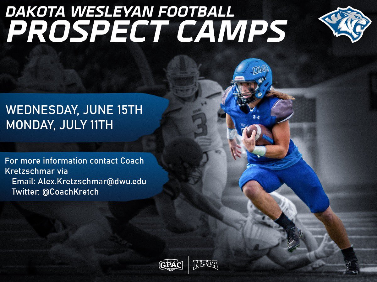 We are evaluating &amp; building our recruiting boards for the 2023 class now while gathering 2024 info. 

See what DWU Football is all about!

Fill out our recruiting questionnaire:
frontrush.com/FR_Web_App/Pla…

Prospect Camps:
June 15 and July 11
dwuathletics.com/information/Fo…

#bleedblue