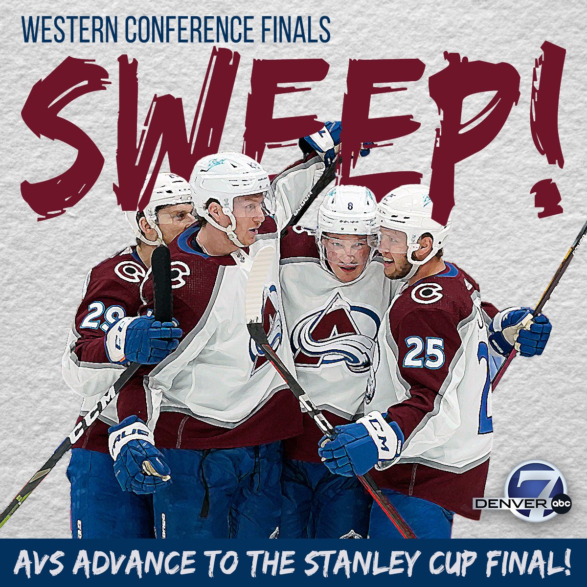 THE COLORADO AVALANCHE ARE GOING TO THE #STANLEYCUP FINALS!! The Avs are Western Conference champions after sweeping the Edmonton Oilers. #FindAWay #GoAvsGo
