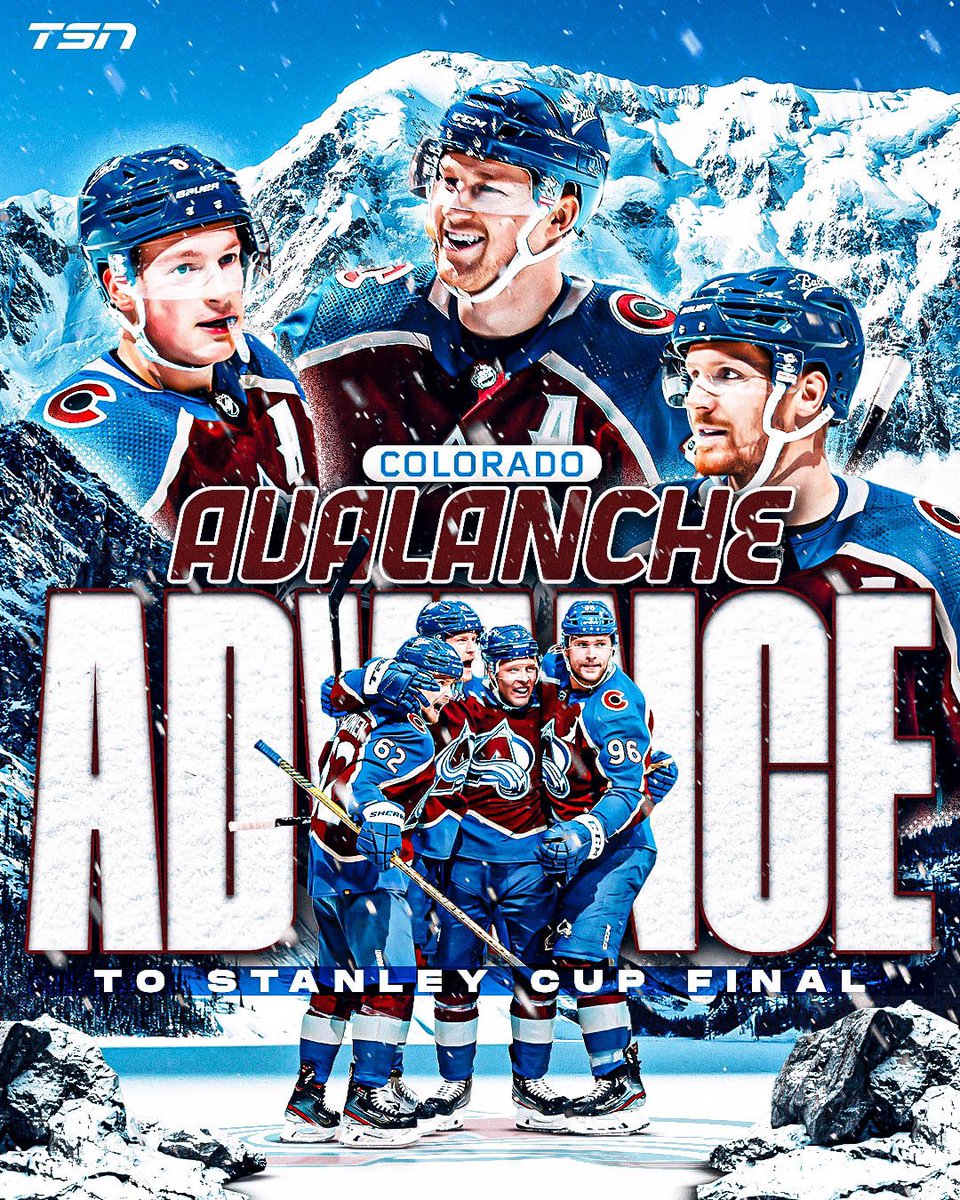 TSN_Sports's tweet photo. Artturi Lehkonen scores in overtime to send the Colorado Avalanche to the Stanley Cup Final for the first time since 2001! https://t.co/BCAE0qxebt