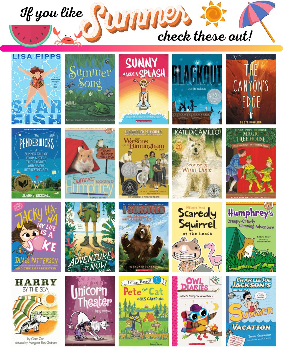 erindaydreams's tweet photo. Trying something new this summer! Inspired by @LBookends to make the If you like SUMMER, check these out flyer to share tomorrow. #summerlibrary #summerreading #librarytwitter #kidsneedbooks @IVESD49 @District49 https://t.co/xxTYXeLSBC