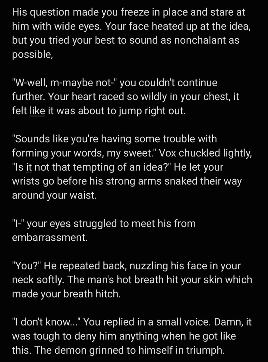 it_do_be_ket's tweet photo. Vox RP scenario pt 14 #VoxAkuma #VoxScenarios #voxrpideas #VoxASMR #softvox #wholesomevox #voxfluff
(A/N: can I get a 'mahaaaaaa'?) https://t.co/wZBTZPcELE