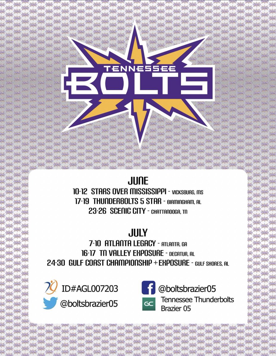 Can’t wait to be back on the field this weekend with <a href="/boltsbrazier05/">TN thunderbolts -brazier05</a> ! It has been too long! <a href="/Vol_Softball/">Tennessee Softball</a> <a href="/UNASoftball/">North Alabama Softball</a> <a href="/LipscombSB/">Lipscomb Softball</a> <a href="/clemsonsoftball/">Clemson Softball 🥎</a> <a href="/OleMissSoftball/">Ole Miss Softball</a>