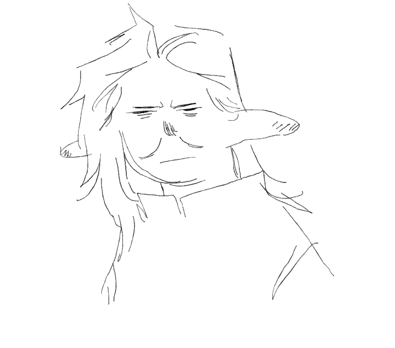 love and miss tatala i need to draw her more. shes a dunesfolk but her eyesight is so bad that she squints so he doesnt have the big glossy eyes dunesfolk are known for but a really haggard face