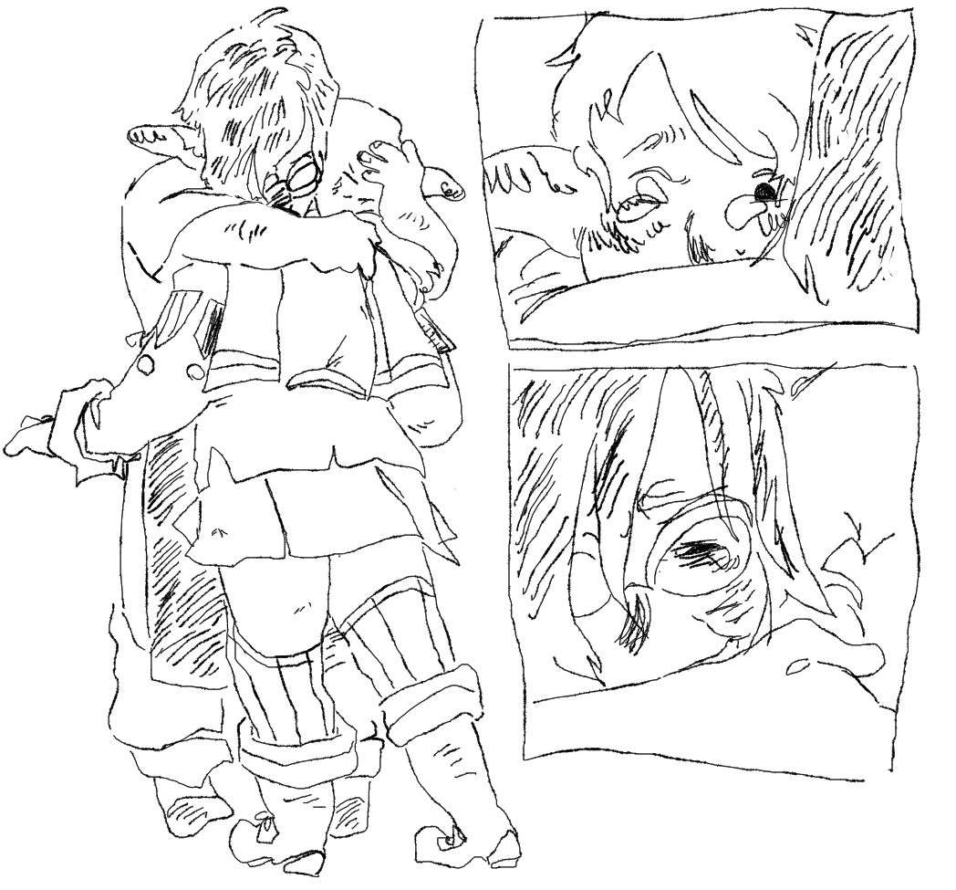 love and miss tatala i need to draw her more. shes a dunesfolk but her eyesight is so bad that she squints so he doesnt have the big glossy eyes dunesfolk are known for but a really haggard face