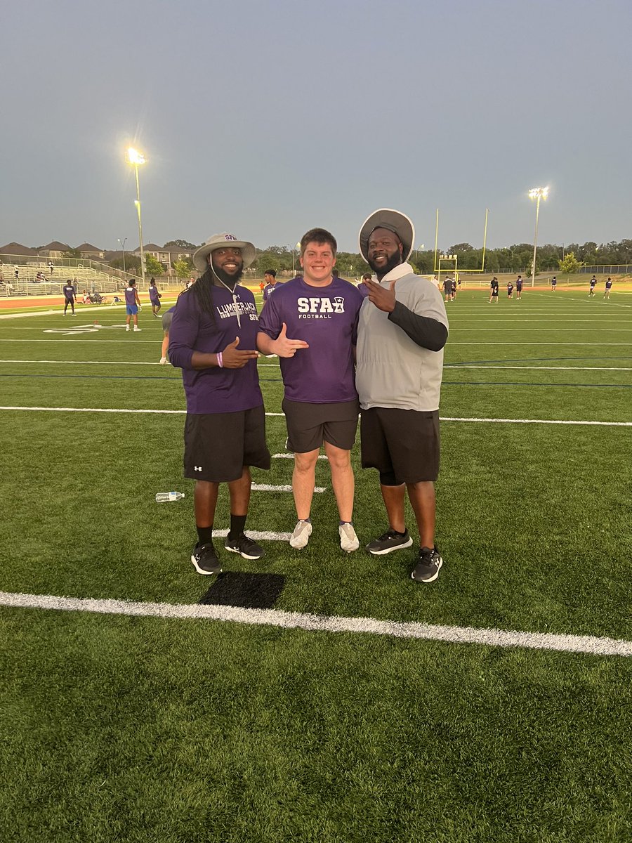 Great camp to night with <a href="/SFA_Football/">Lumberjack Football</a>

<a href="/CoachCarthel/">Colby Carthel</a> <a href="/coach_ikeDL/">Ike Eguae</a> @CoachIngramSFA 
<a href="/sam_waters13/">Sam Waters</a>  <a href="/jmclaughlin52/">Jacob McLaughlin C/O '23</a>