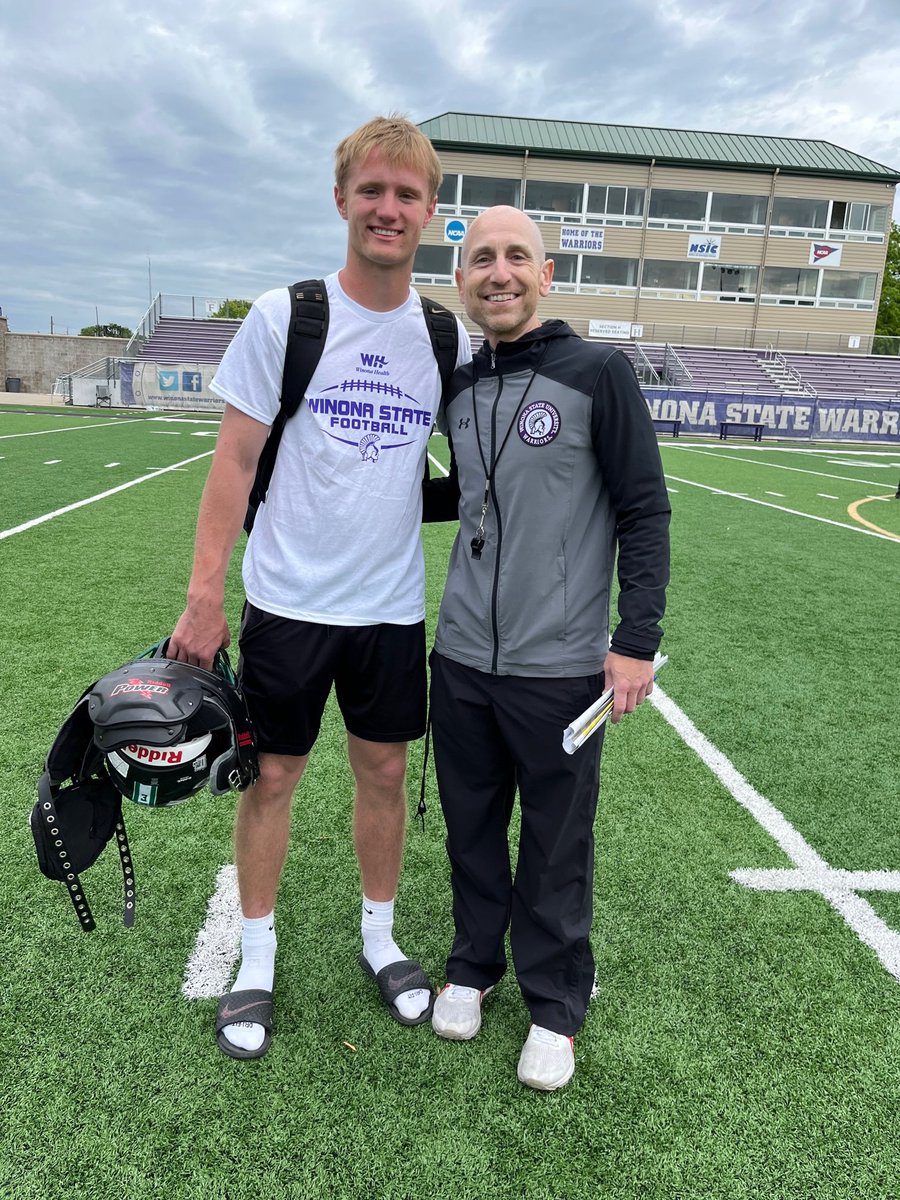 Kellen Johnson '23 (@kellenjohnsonqb) on Twitter photo Had a great time at <a href="/WinonaState_FB/">Winona State Football</a> camp working with <a href="/IsaacFruechte14/">Isaac Fruechte</a>. Really enjoyed my conversation with <a href="/Coach_Bergy/">Brian Bergstrom</a> and very excited to announce my first scholarship offer from Winona State!! Had a great time at <a href="/WinonaState_FB/">Winona State Football</a> camp working with <a href="/IsaacFruechte14/">Isaac Fruechte</a>. Really enjoyed my conversation with <a href="/Coach_Bergy/">Brian Bergstrom</a> and very excited to announce my first scholarship offer from Winona State!!