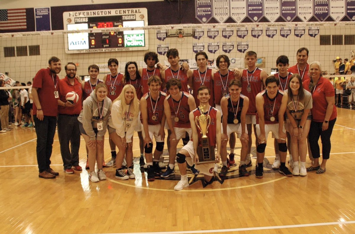 Congratulations, D2 State Runner-Up, <a href="/CarrollMensVB/">Carroll Boy’s Volleyball</a>. Great season! 🔴⚪️🔵 #WeAreOHSBVA