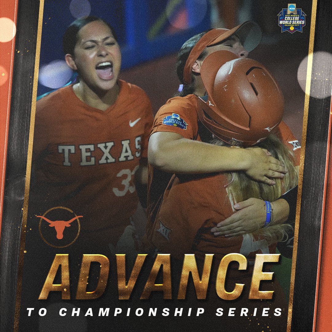 THE IMPROBABLE RUN CONTINUES!!!! 🤘

<a href="/TexasSoftball/">Texas Softball</a> is heading to the National Championship Series for the first time in program history after mounting an epic 6-5 comeback win to defeat (7) Oklahoma State for the second time today!

#WCWS