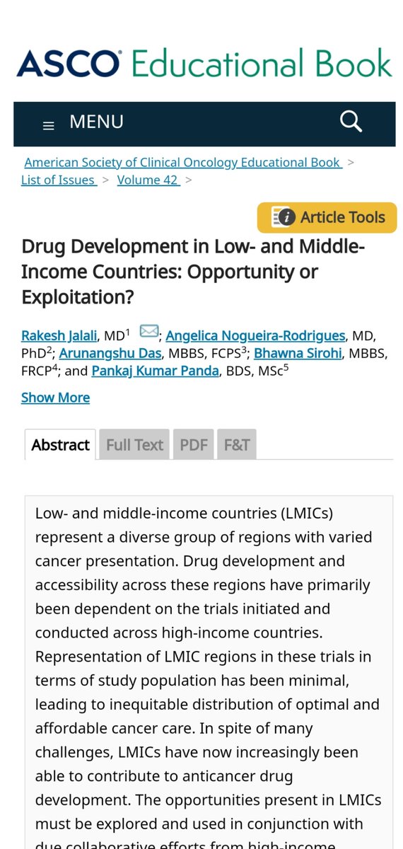Our contribution to the #ASCOEdBook on Drug Development in LMICs, discussing an array of opportunities for anti-cancer drug development and early phase trials in LMICs #GlobalOncology
@rakesh_jalali <a href="/SirohiBhawna/">bhawna sirohi</a> <a href="/ASCO/">ASCO</a> <a href="/JCO_ASCO/">Journal of Clinical Oncology</a> <a href="/JCOGO_ASCO/">JCO Global Oncology</a> @drdonsdizon

ascopubs.org/doi/abs/10.120…