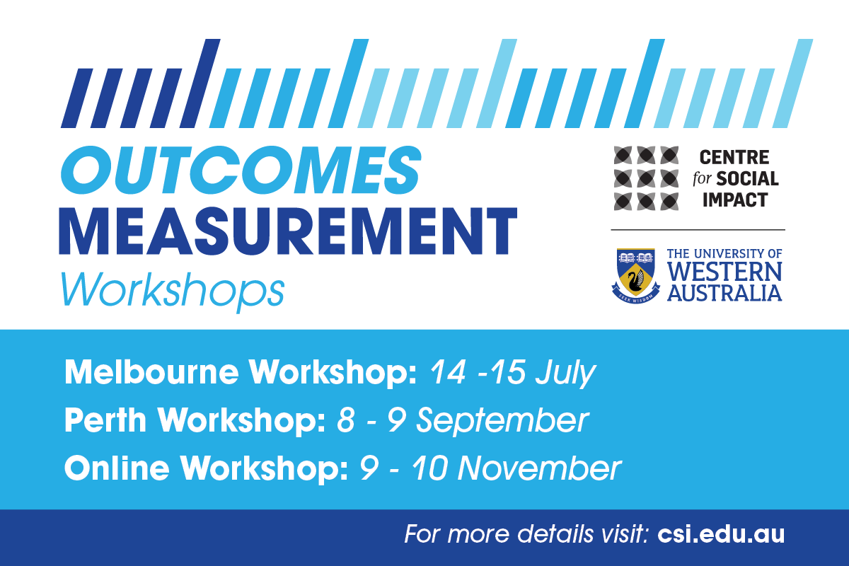UWASocialImpact's tweet photo. New #OutcomesMeasurement Workshop dates have just been announced! 👏 Join us in-person in Melbourne (14-15 July) and Perth (8-9 Sep) or Online (9-10 Nov).  Secure your spot at: https://t.co/ZweUt4Q04F #socialimpact https://t.co/oThFUpECSB