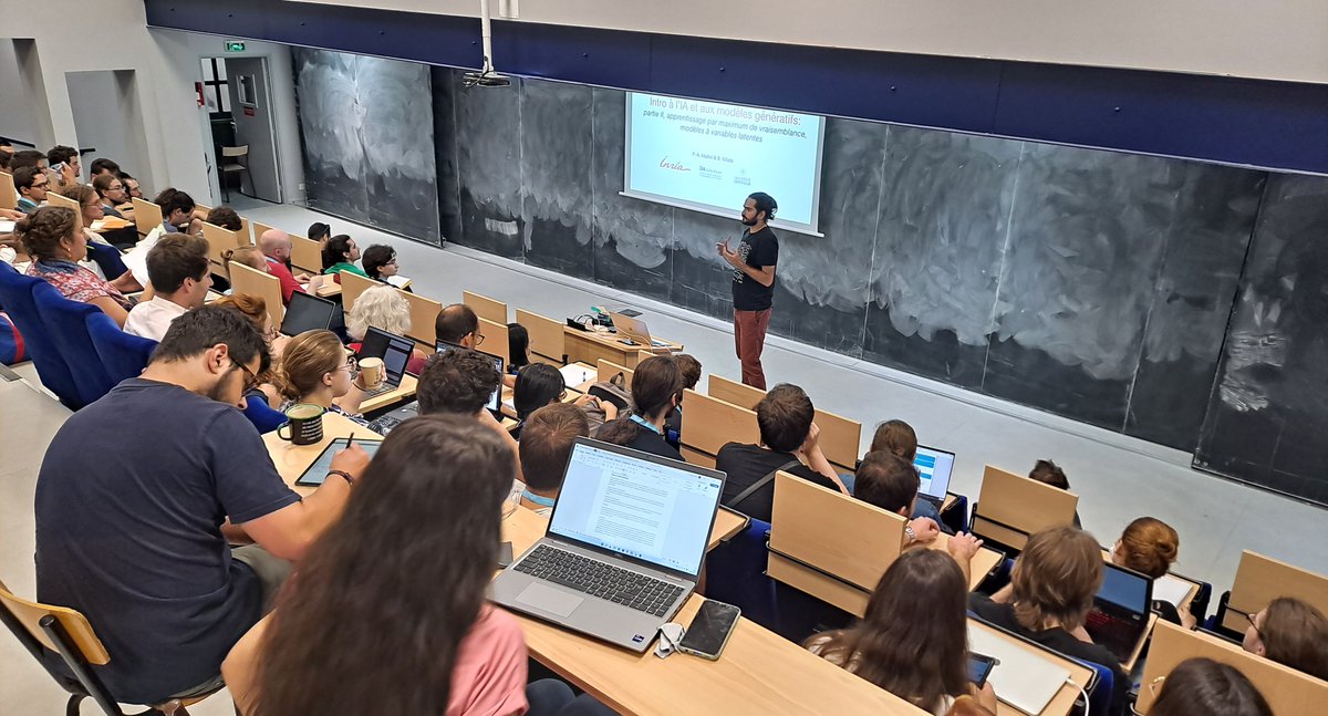 #EJCIM2022 in action! Pierre-Alexandre Mattei <a href="/pamattei/">Pierre-Alexandre Mattei</a>  <a href="/inria_sophia/">Centre Inria d'Université Côte d'Azur</a> introducing #AI and #GenerativeModels. <a href="/LjadNice/">LjadNice</a> <a href="/CNRS_DR20/">CNRS Côte d’Azur</a> <a href="/Univ_CotedAzur/">Université Côte d'Azur</a>